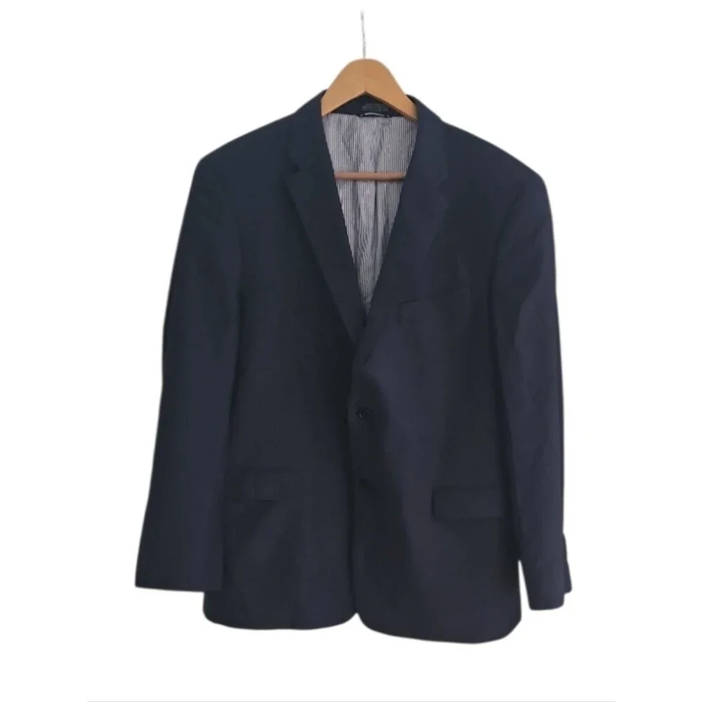 Tommy Hilfiger 100% Wool Sport Coat Blazer Men 42S Navy Business Classic